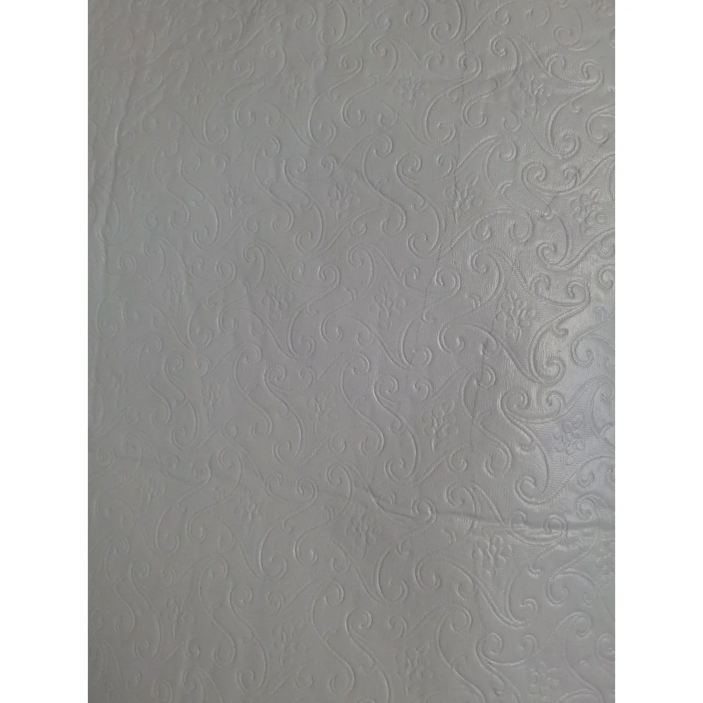 White Embossed Damask Floral Oval Placemats Set Swirl Pattern Table Mats